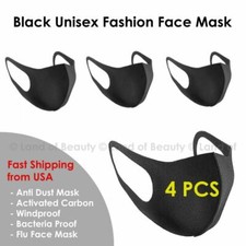 Lot of 4 Face Fashion Black Mask Washable 3D/ Ship within 24Hrs from USA
