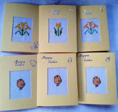 Osterkarten fertig Kreuzstich Packung mit 6 gemischten Designs 3,5x4,5'' SME2