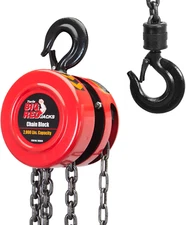 Hand Chain Hoist 1 Ton 2000 Lbs Capacity 8Ft/2.5M  Manual Chain Fall with 2 Heav