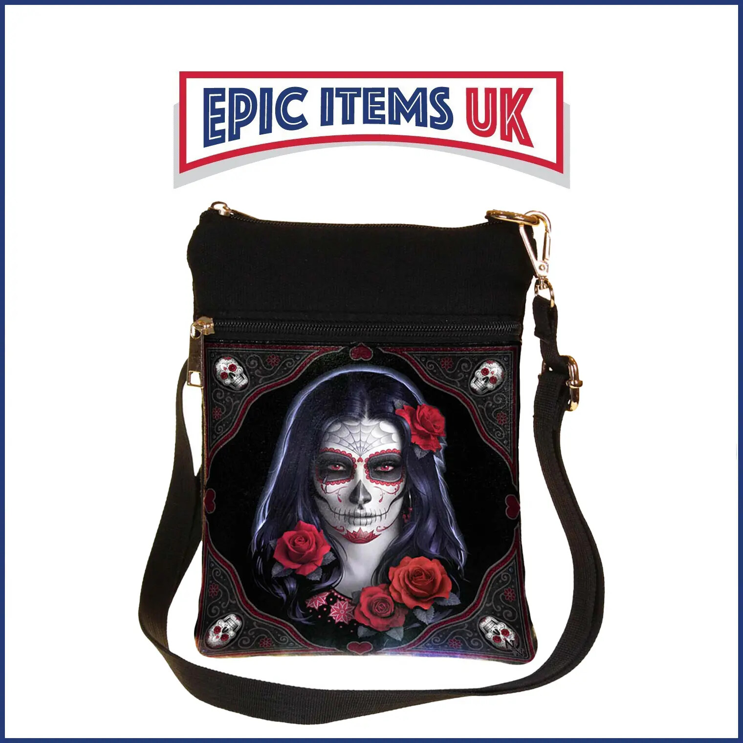 James Ryman Small Sugar Skull Shoulder Bag 23cm - IN STOCK