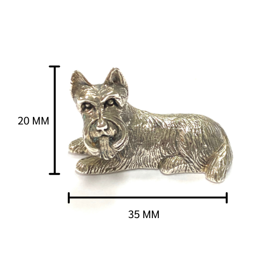 Collectable Victorian Style Schnauzer Dog Miniature Figurine 925 Sterling Silver - Afbeelding 2 van 7