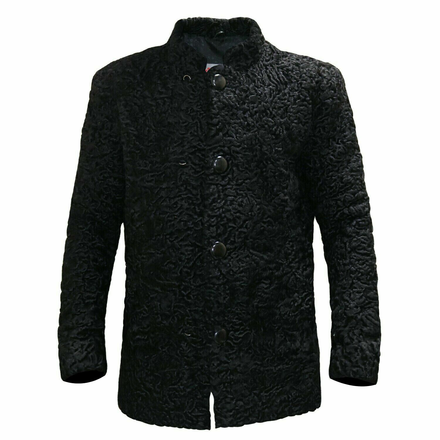 Abrigo de piel negra Karakul suave para hombre cordero persa-MEJOR OFERTA