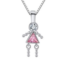 Little Girl or Boy Baby Birthstone Pendant Necklace for Mom or Grandma Ginger...