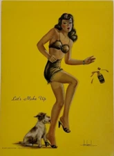 Vintage 1950s Ruth Deckard Small Pin-Up Print Let's Make Up