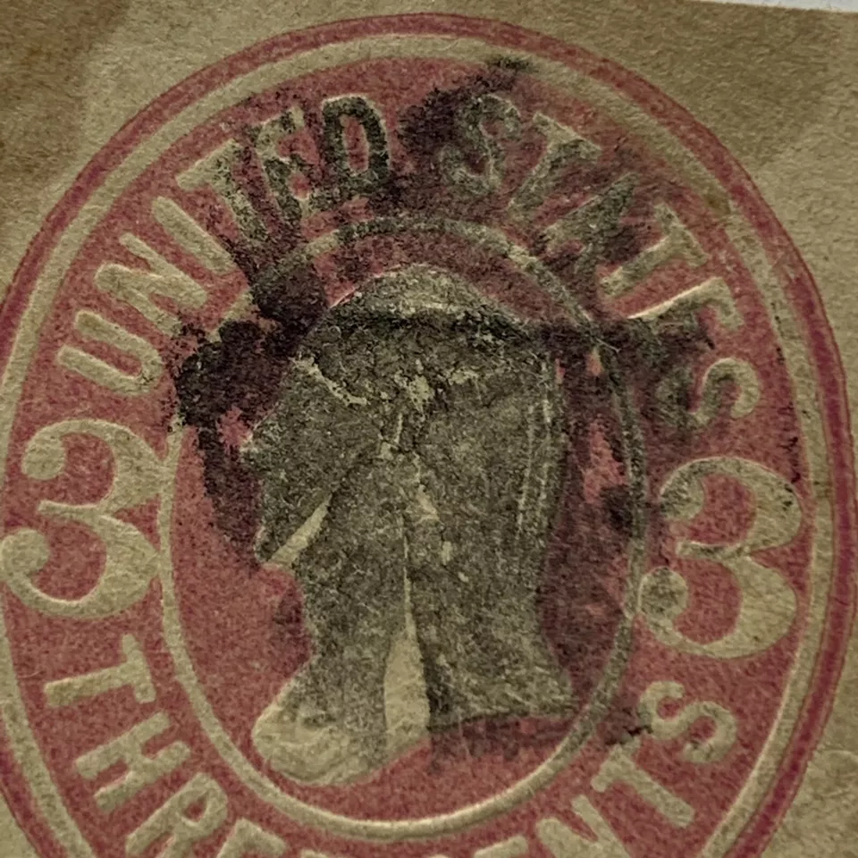 FANCY CANCEL "MOHAWK" ON 3C POSTAL 3C CUT SQUARE - Image 2 of 3