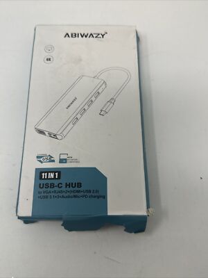 Abiwazy, 11 in 1 USB-C Hub Dual HDMI, Gig Ethernet 5 USB PD Audio