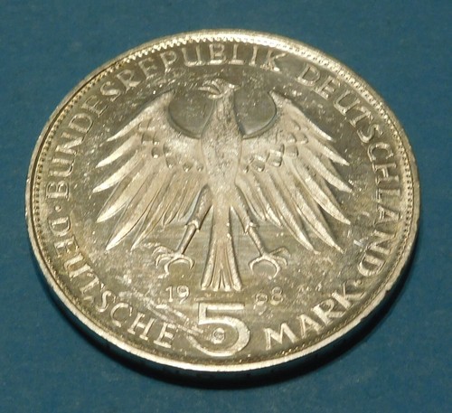 1968 Germany - SILVER 5 Mark - Death of Johannes Gutenberg - Picture 2 of 2