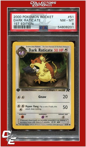 Dark Raticate (1st Edition) graded PSA 8 for sale on eBay