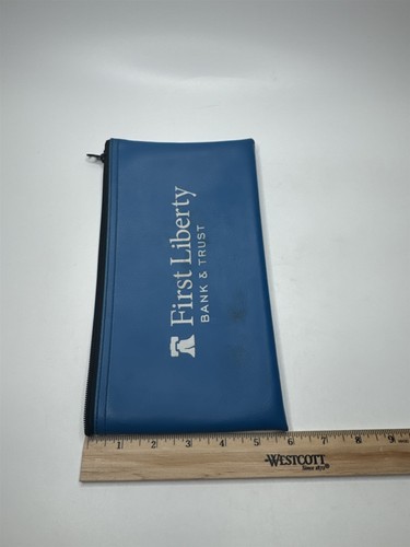 Vintage First Liberty Bank & Trust Zipper Money Bag Banking Deposit Bag - Picture 3 of 6