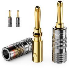 4x Bananenstecker schraubbar Vergoldet Lautsp...