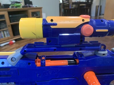 Nerf N Strike Longshot CS-6 blue w single shot gun extension & 2