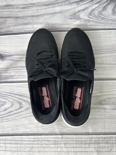 Womens Size 10 Skechers Slip Ins Go Walk 6 124568 Black Running Shoes Lace Up - Picture 8 of 10