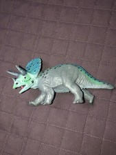 Rare Safari LTD Plastic Triceratops Dinosaur Blue Figure 1986 3  Tall 6  Long