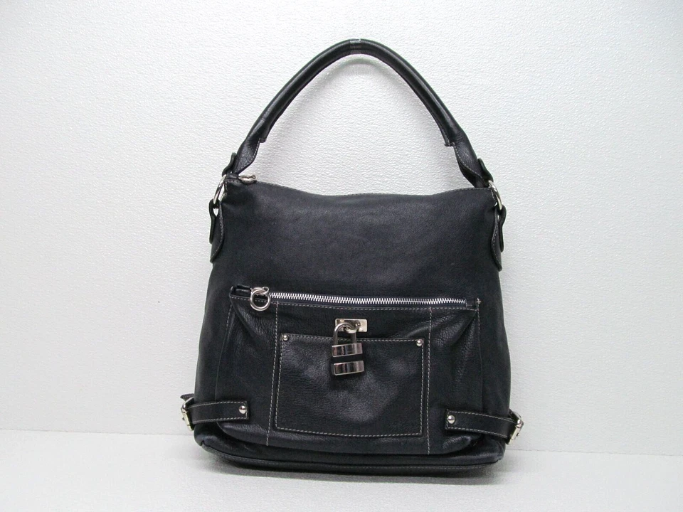 Bolso de hombro de cuero azul marino Laura Di Maggio hecho en Italia Foto 2 de 4