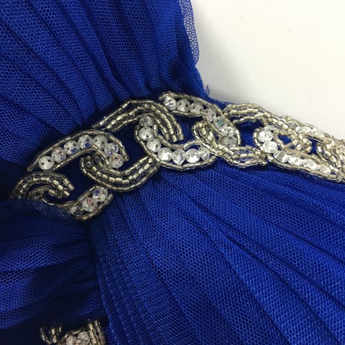 Blondie Nites Dress Junior Size 3 Blue Strapless Ruffles Rhinestones Prom Formal - Picture 8 of 11