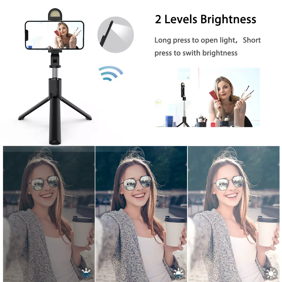 Selfie Stick Tripod Remote Desktop Stand Cell Phone Holder For iPhone Samsung US - Image 3 of 4