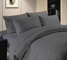 Gray Solid Color Bed Sheet Set Queen / King Size 1000 Count Egyptian Cotton