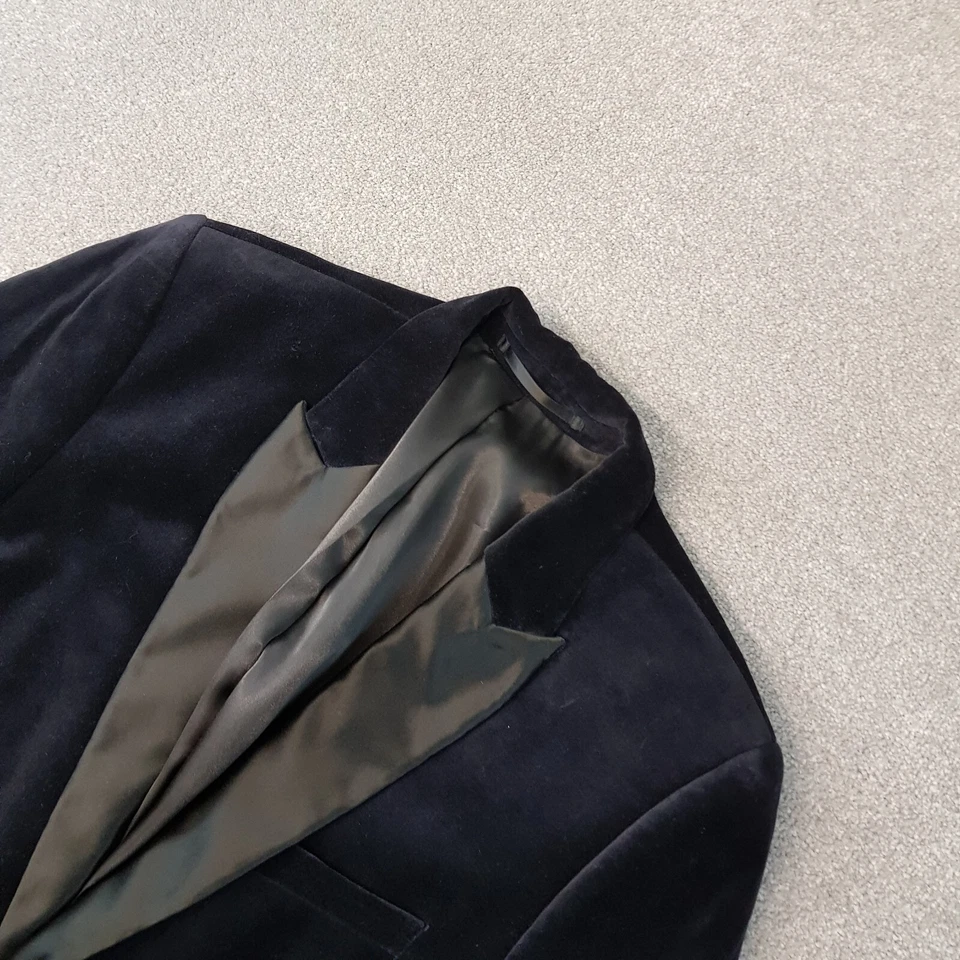 Chaqueta para Hombres H&M 38R Azul Marino Terciopelo Esmoquin Fumar Blazer Cena Calce Ajustado Foto 2 de 4