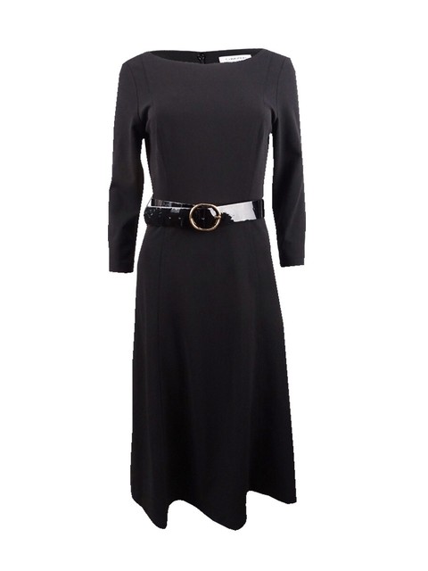 calvin klein belted midi dress