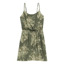 Old Navy Waist Defined Dress Size Large Sleeveless Cinch Slub Knit Olive Floral