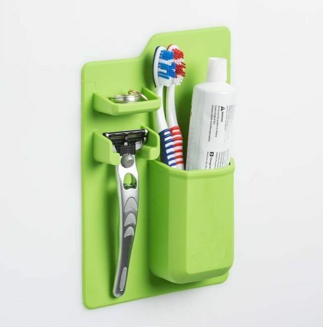 Toothbrush Holder Organizer Mirror Self Mount Silicone Home