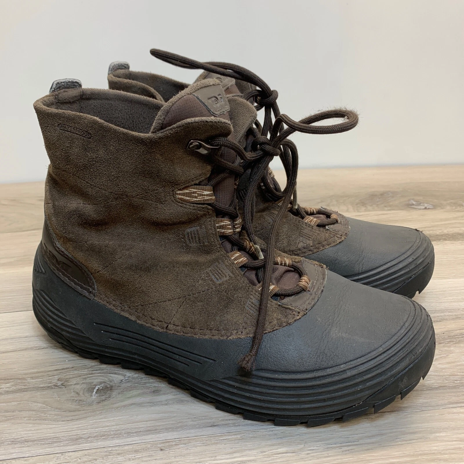 Teva Mens Highline 1005213 Brown Suede Waterproof Snow Boots Lace Up Size 8