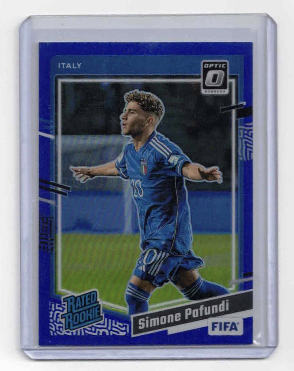 Simone Pafundi 2023-24 Panini Donruss Soccer Optic Blue Prizm Rated Rookie /99