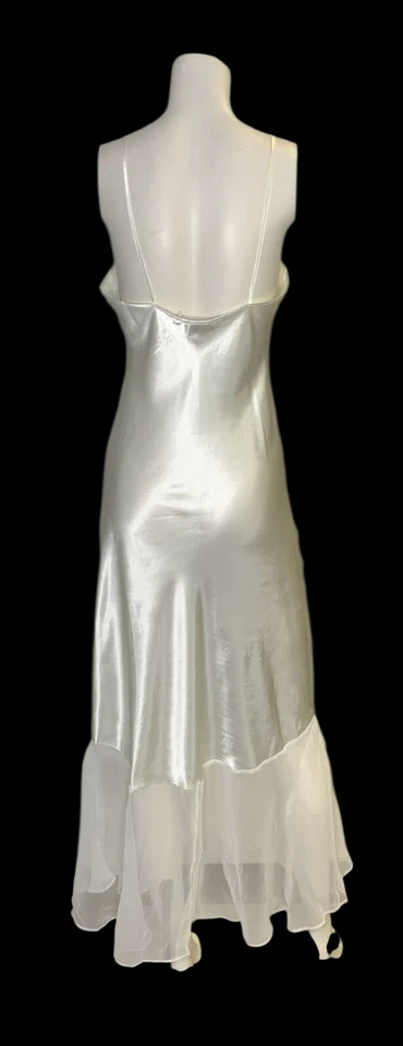 Camisola vintage Victoria's Secret etiqueta dourada cetim renda slip p marfim chiffon - Imagem 3 de 4