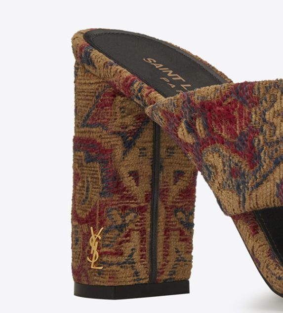 Sandali Saint Laurent LOULOU 95 ZAFFERANO ROSSO floreale jacquard mule taglia 6 36 $795