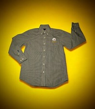 Antigua PITTSBURGH STEELERS Logo CHECKERED Black Button Up Shirt Men's Small 
