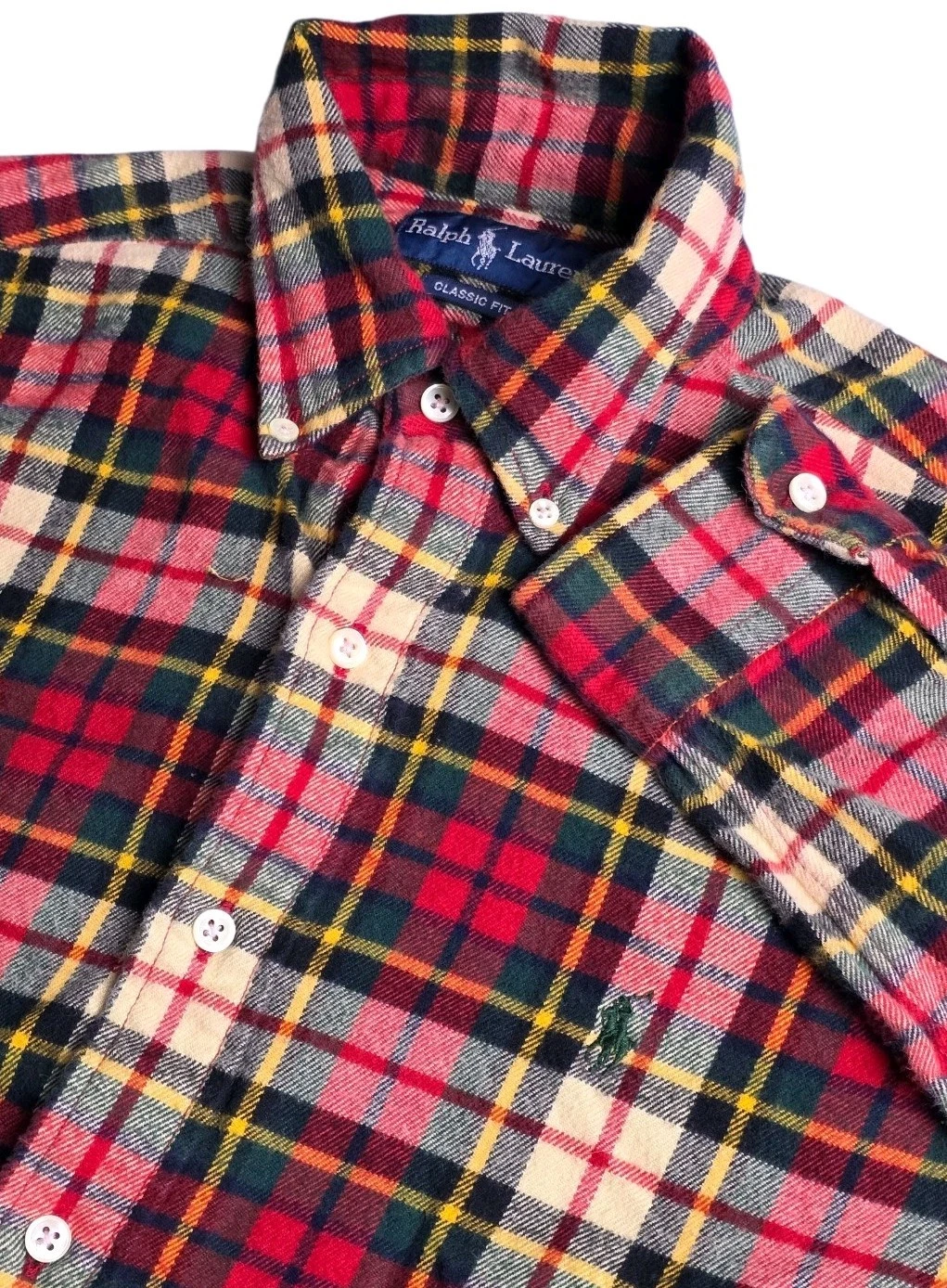 Ralph Lauren Classic Fit Flannel Shirt Men S Plaid Green Pony Preppy Academia