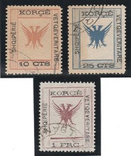 ALBANIA KORCE 7/8� + 10� = ALBANIA Scott #58/9 + 61 = ALBANIE Yvert 48/9 + 51