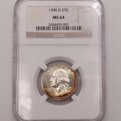 1940-D Washington Quarter NGC MS64 Silver Gem BU 25C