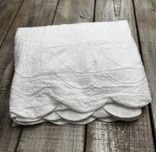 Pottery Barn Heirloom Embroidered Full/Queen Duvet Cover White NWOT