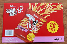 Calbee Shrimp Chips Original 36 Count Box 1oz Bags Crispy Snack Seafood