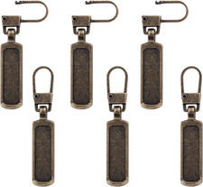6Pcs Detachable Metal Zipper Pull Tabs Bronze Replacement Purse Jacket Luggage