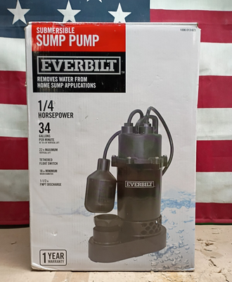 #ad Everbilt 1 4 HP Aluminum Sump Pump w Tether Float Switch HDSP25W OPEN BOX. $37.99