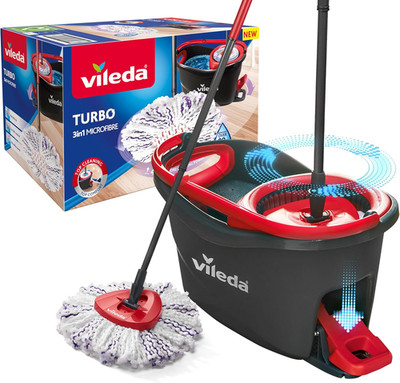 Vileda Turbo 3In1 Komplett-Set| Wischmopp Mit Mikrofaser-Moppkopf Gegen Hartnäck