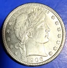 1906 Barber Silver Quarter AU