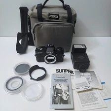 Minolta X-7A 35mm SLR Film Camera W Bag, Flash, Accessories NM