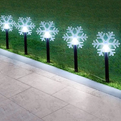 5-Piece Festive Star/Snowflake Stake Light Pathway Garden & Outdoors