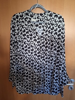 schwarz-weiße Bluse von Via Milano Gr. 46