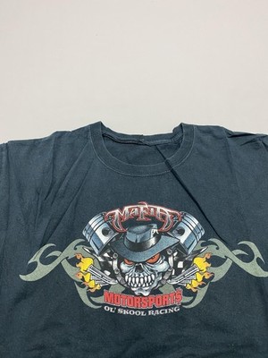Mafia Moto Shirt Mens L Black Motorsports Racing Graphic Ol Skool Skull Black