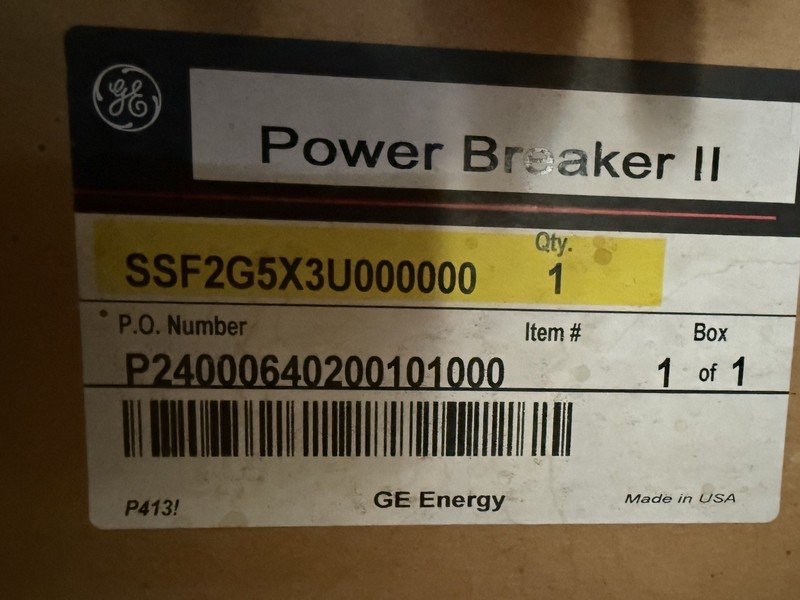 GE Power Breaker II Circuit Breaker SSF2G5X3U000000 - Never opened- New.