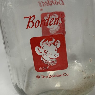 Vintage Borden's Elsie 1 Gallon Glass Milk Bottle Metal Handle