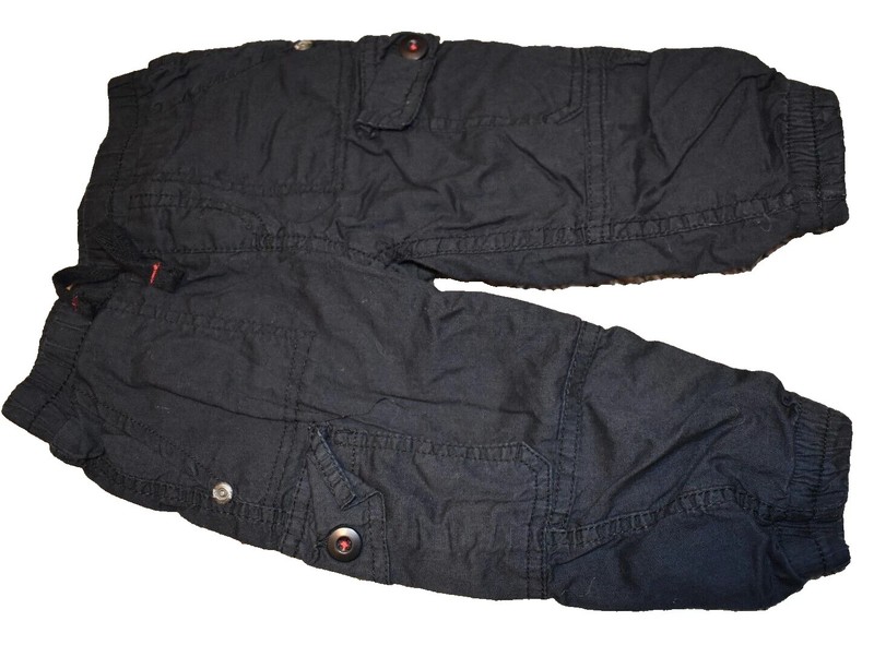 K8 LEE 18M 12-18M Boys Black Jogger Relaxed Fit Jersey Lined Pull On Cargo Pants