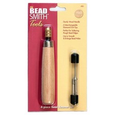 BeadSmith 4 pieces Diamond Bead Reamer Set with Wooden Handle Jewelry Tool