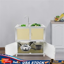 Modern Kitchen Sink Freestanding Sink with Cabinet/Faucet for Home Kitchen New
