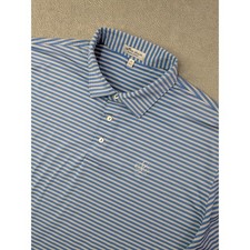 Peter Millar Summer Comfort Men's Size XL Blue Stripe Golf Polo Shirt
