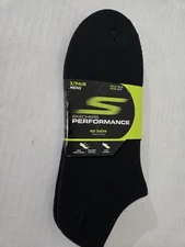 Skechers Performance No Show Men's Black Socks 3 Pack FREE SHIPPING